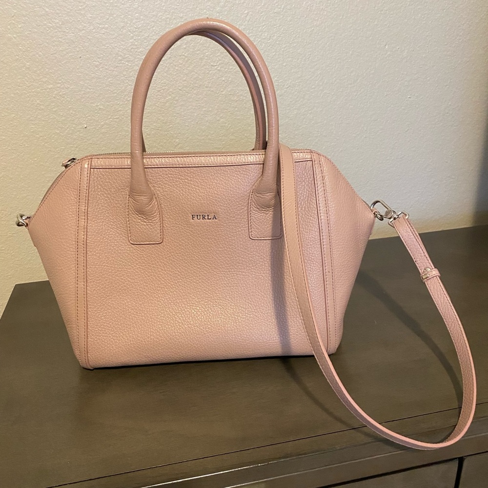 Genuine Leather Furla Top Handle Satchel Handbag